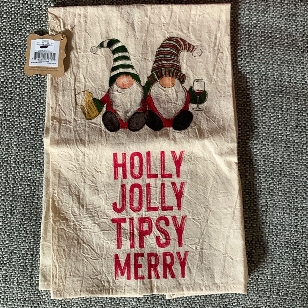NWT - Holiday Gnome Holly Jolly Towel